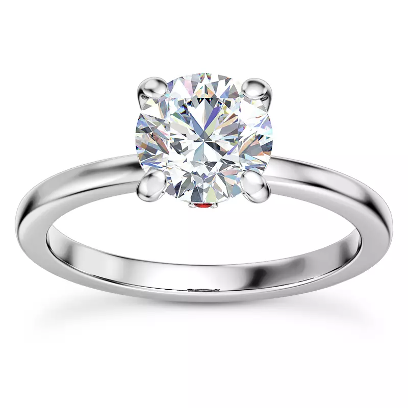 14K White Gold Solo Solitaire Ring With Ruby Accent