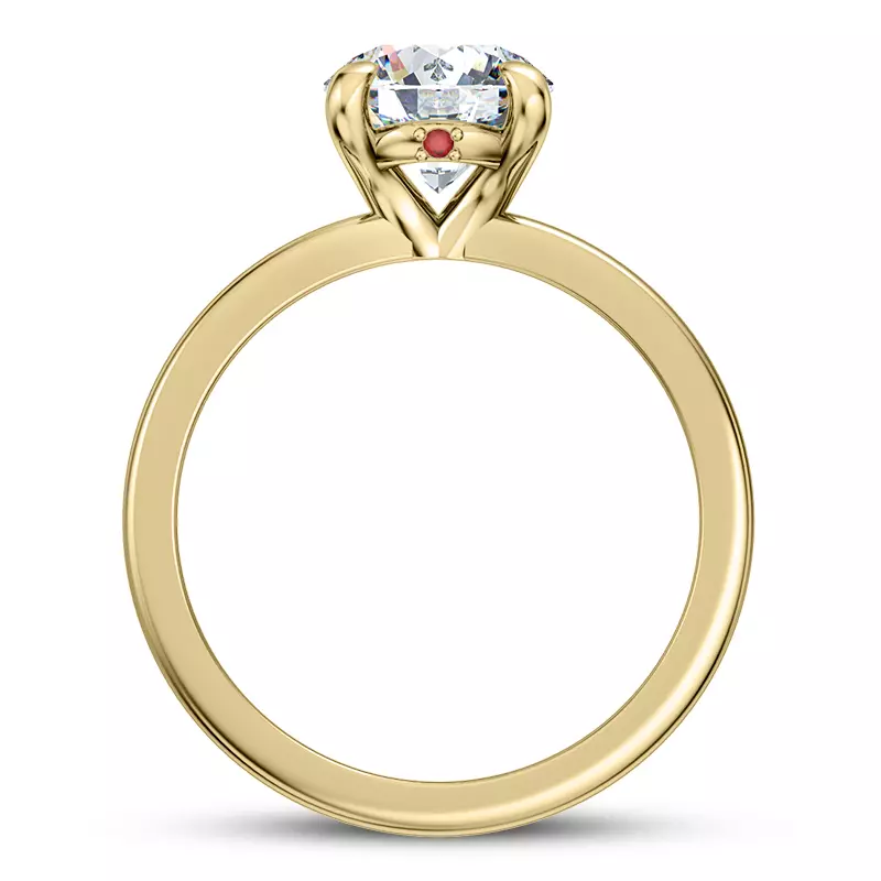 14K Yellow Gold Solo Solitaire Ring With Ruby Accent