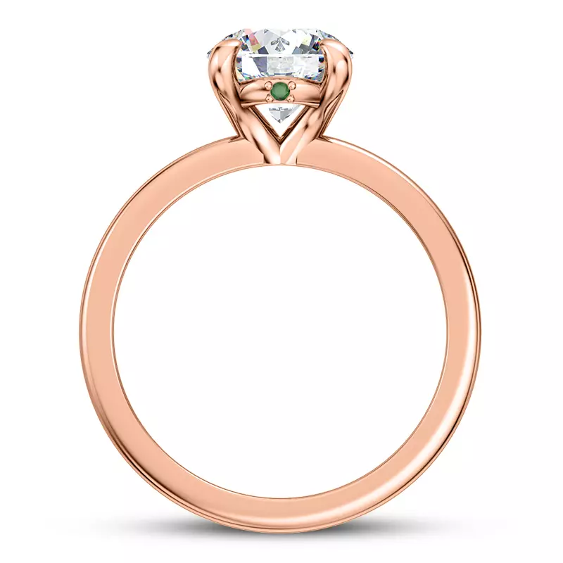 14K Rose Gold Solo Solitaire Ring With Emerald Accent