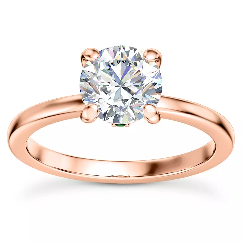 14K Rose Gold Solo Solitaire Ring With Emerald Accent
