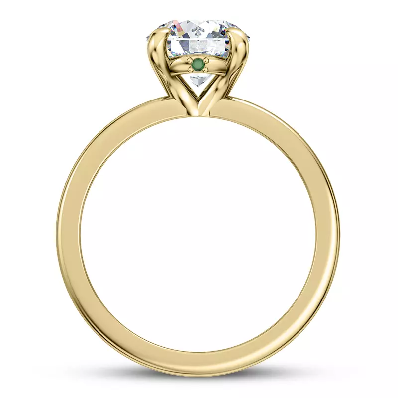 14K Yellow Gold Solo Solitaire Ring With Emerald Accent