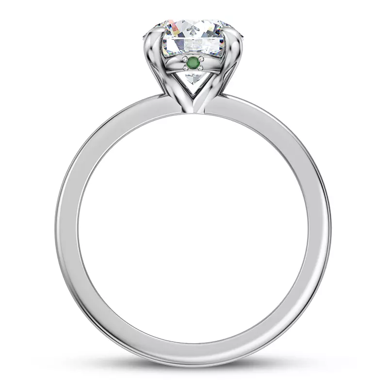 Platinum Solo Solitaire Ring With Emerald Accent