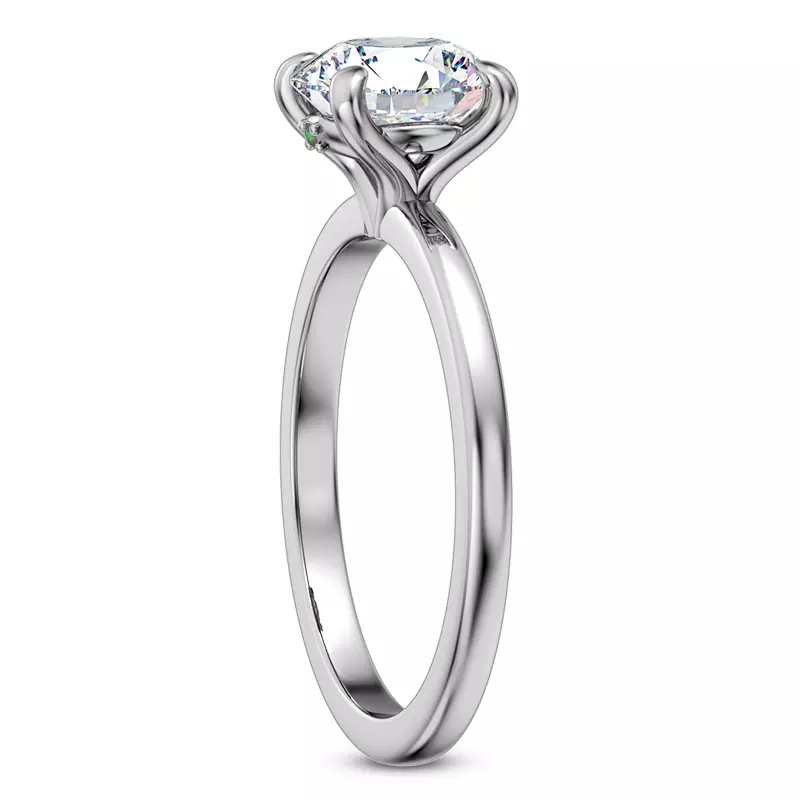 Platinum Solo Solitaire Ring With Emerald Accent