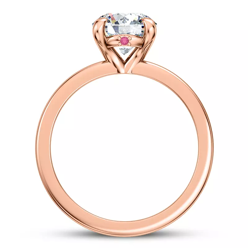 14K Rose Gold Solo Solitaire Ring With Pink Sapphire Accent