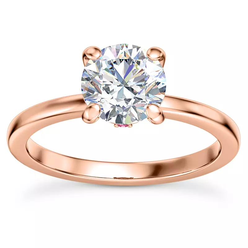14K Rose Gold Solo Solitaire Ring With Pink Sapphire Accent