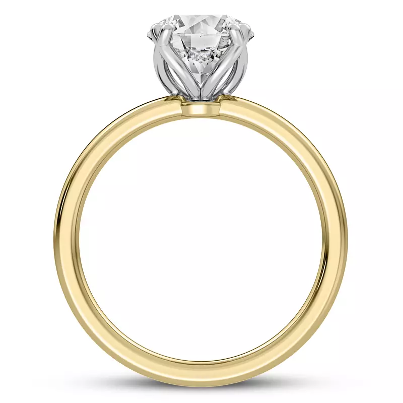 18K Yellow Gold Tulip Double Split Prong Engagement Ring