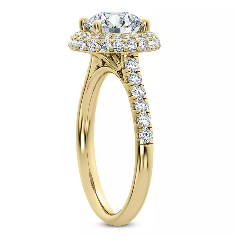 14K Yellow Gold Leoni Double Halo Engagement Ring