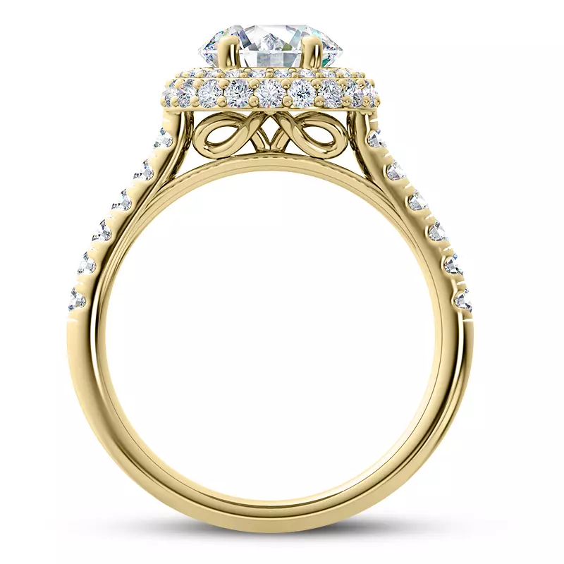 14K Yellow Gold Leoni Double Halo Engagement Ring