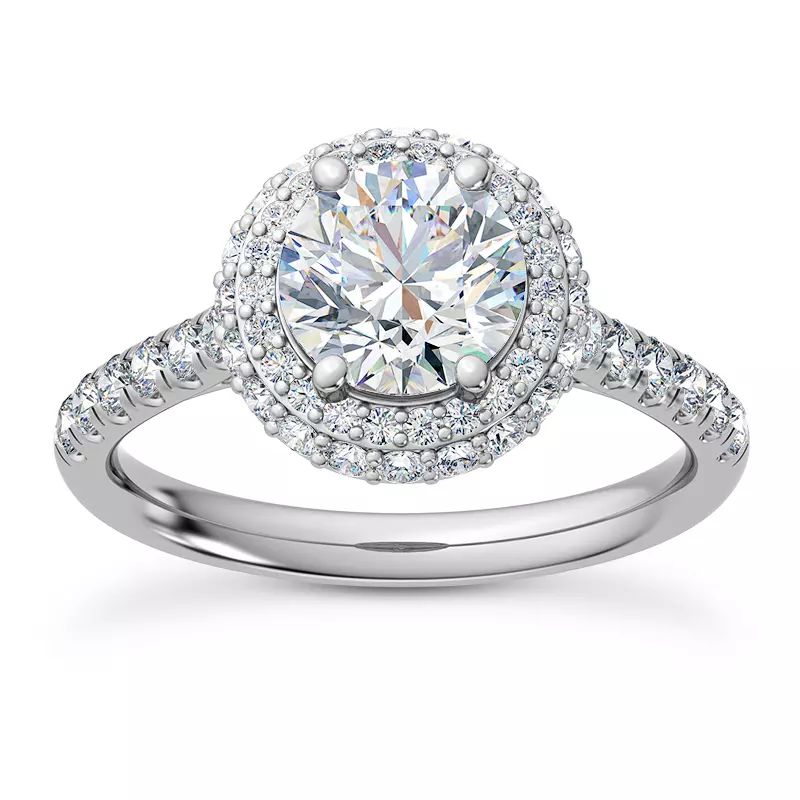 Platinum Leoni Double Halo Engagement Ring
