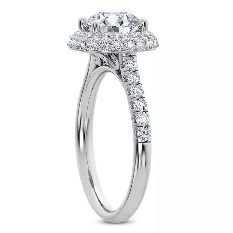 Platinum Leoni Double Halo Engagement Ring