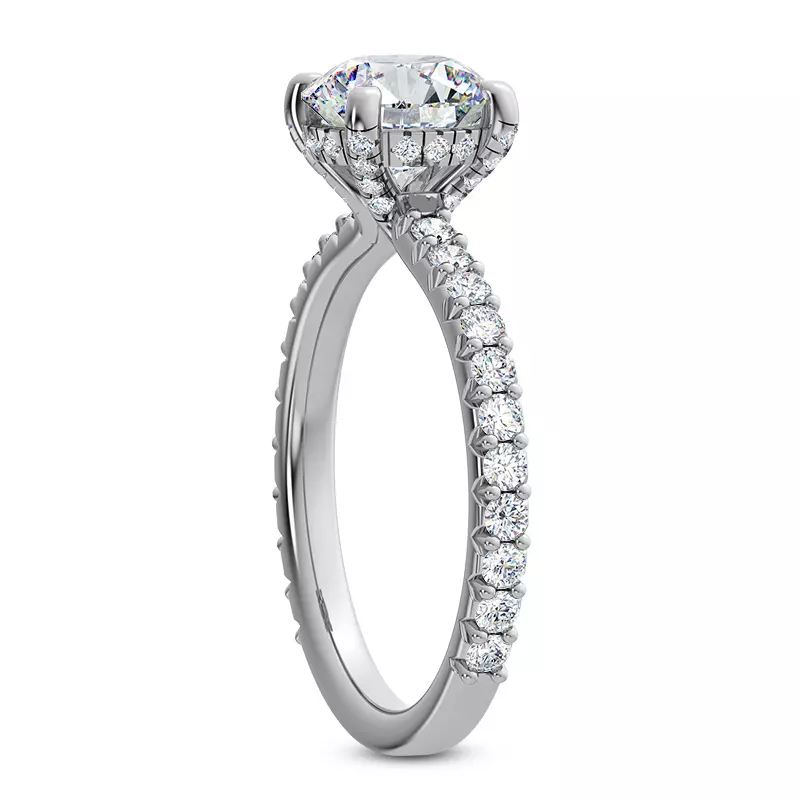 14K White Gold Thalia Diamond Prong and Pave Engagement Ring
