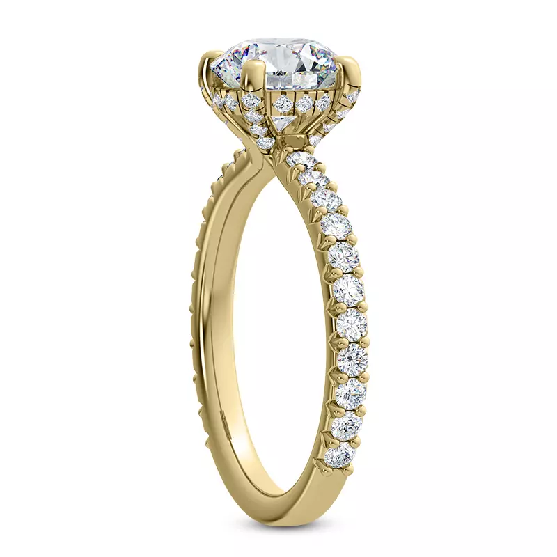 14K Yellow Gold Thalia Diamond Prong and Pave Engagement Ring