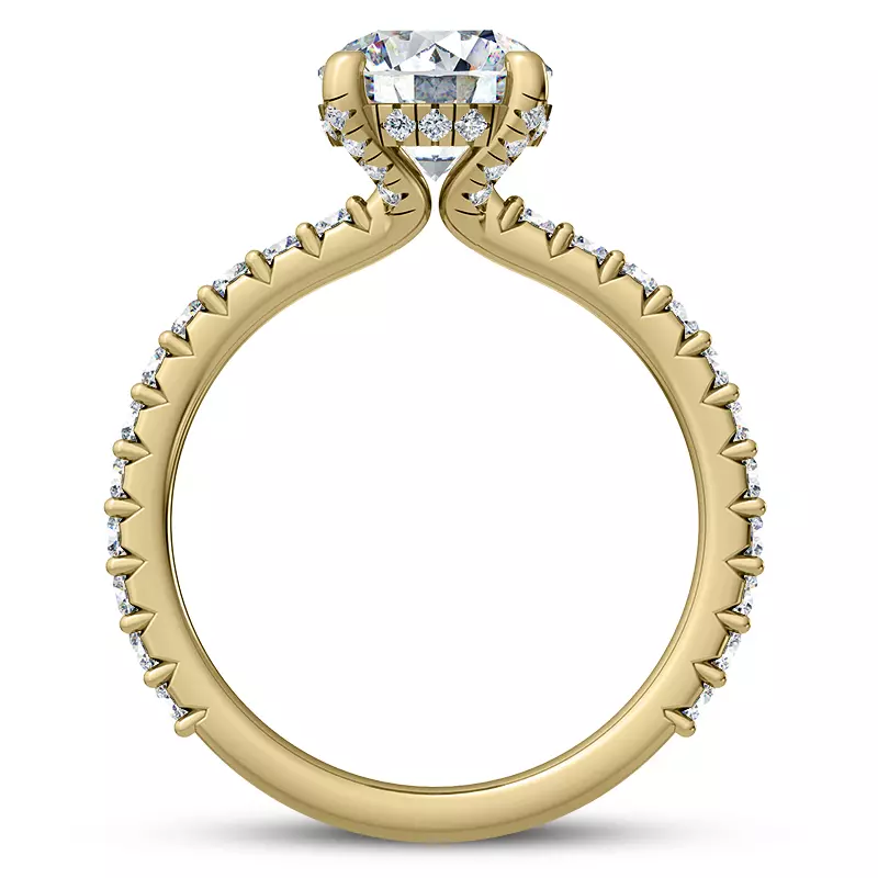 14K Yellow Gold Thalia Diamond Prong and Pave Engagement Ring