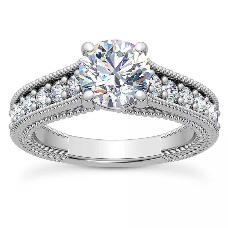 14K White Gold Lido Braided Diamond Engagement Ring