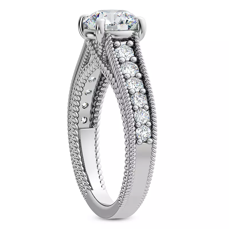 14K White Gold Lido Braided Diamond Engagement Ring