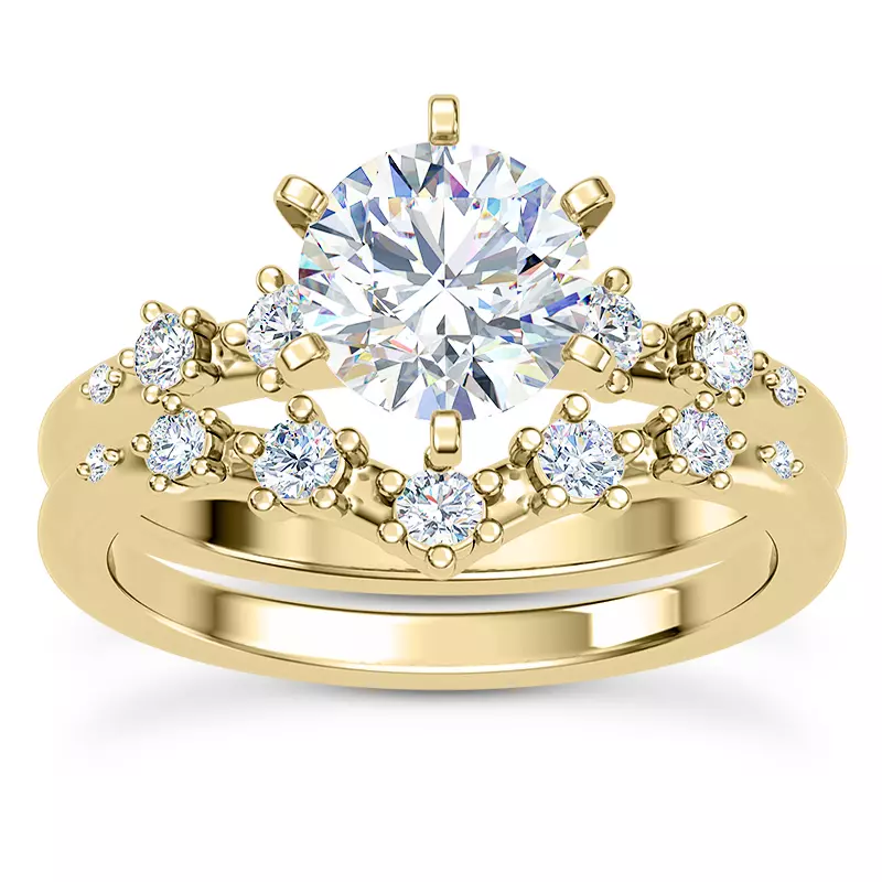 14K Yellow Gold Katya Graduated Spaced Pavé Engagement Ring