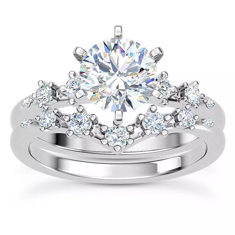 18K White Gold Katya Graduated Spaced Pavé Engagement Ring