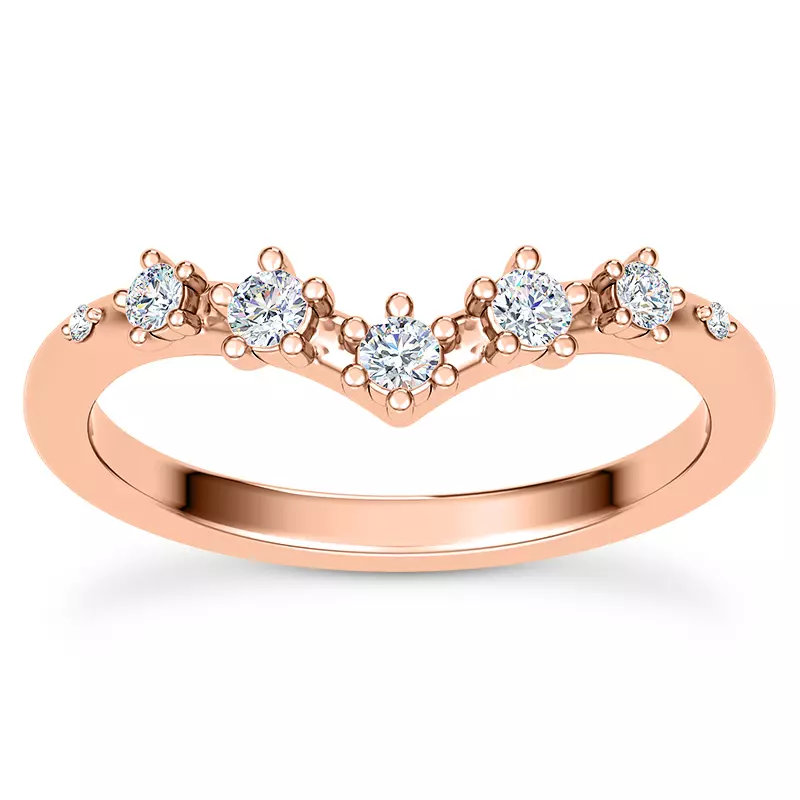 14K Rose Gold Katya Spaced Diamond Chevron Band