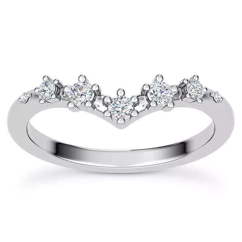 18K White Gold Katya Spaced Diamond Chevron Band