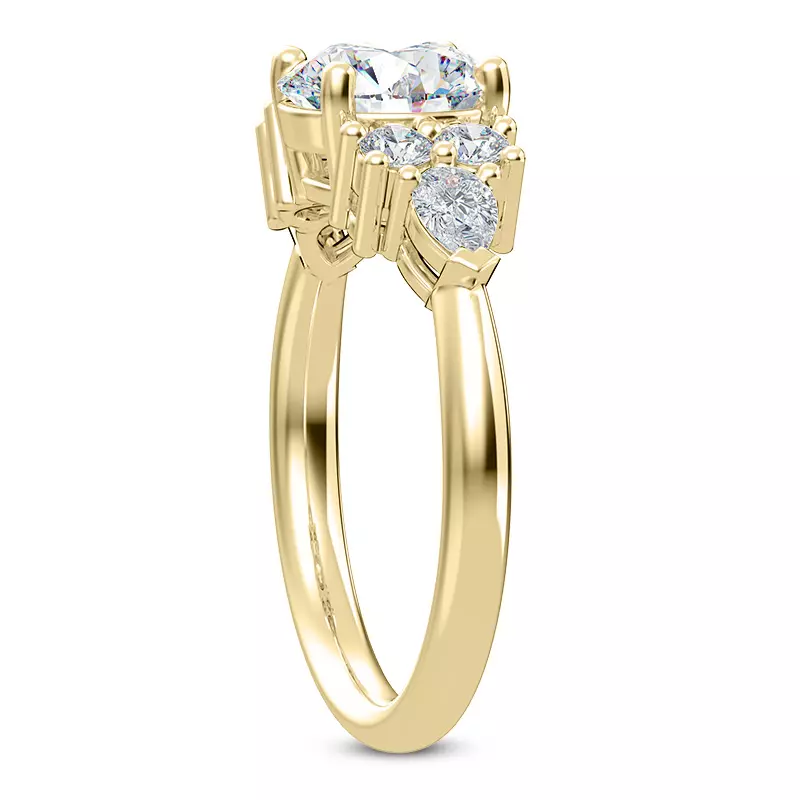 14K Yellow Gold Serene Round And Pear Engagement Ring