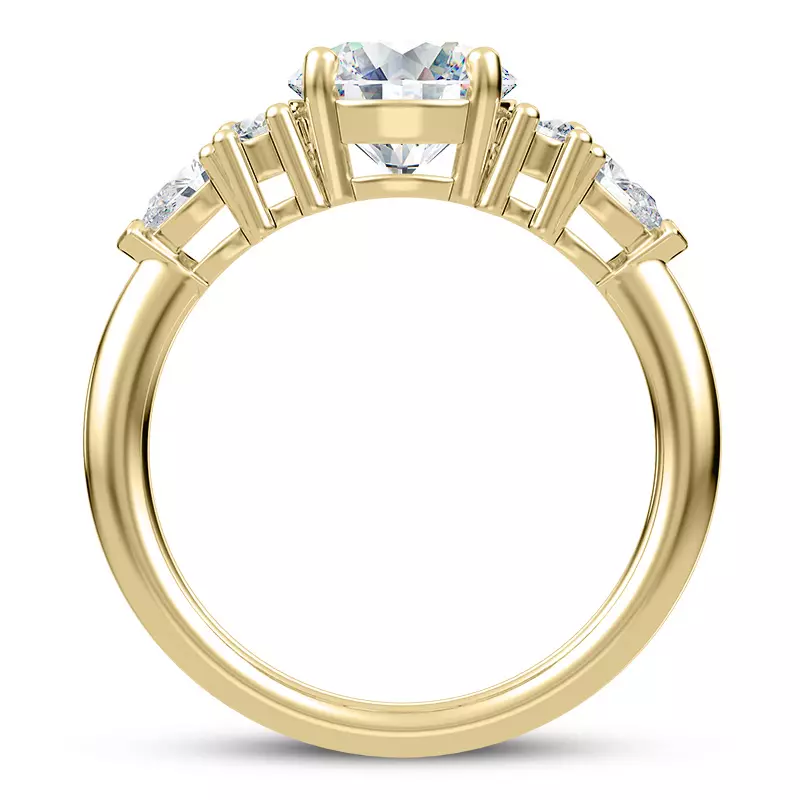 14K Yellow Gold Serene Round And Pear Engagement Ring