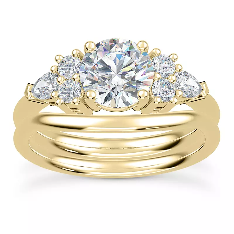 14K Yellow Gold Serene Round And Pear Engagement Ring
