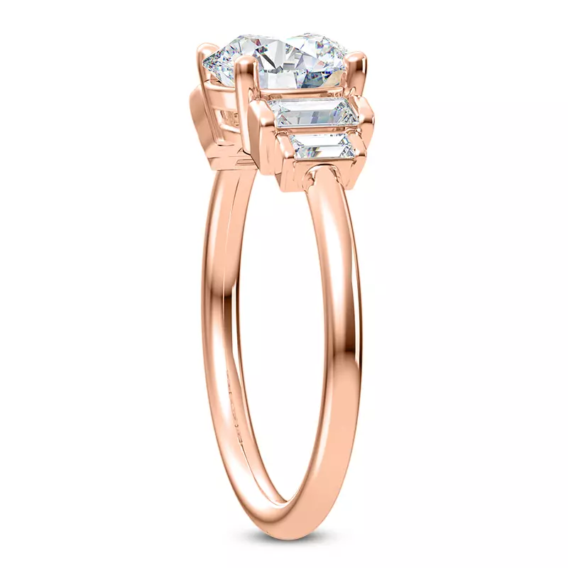 14K Rose Gold Aya Graduated Straight Baguette Engagement Ring