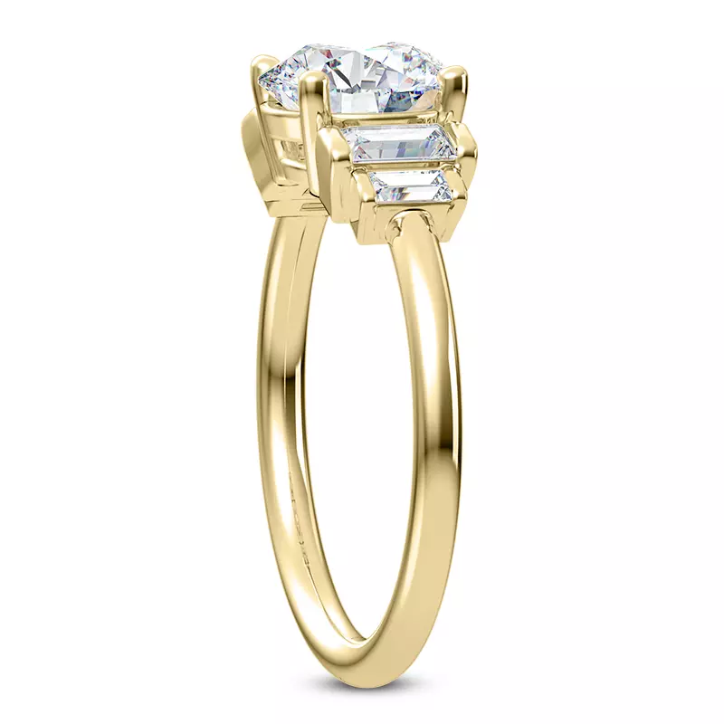 14K Yellow Gold Aya Graduated Straight Baguette Engagement Ring
