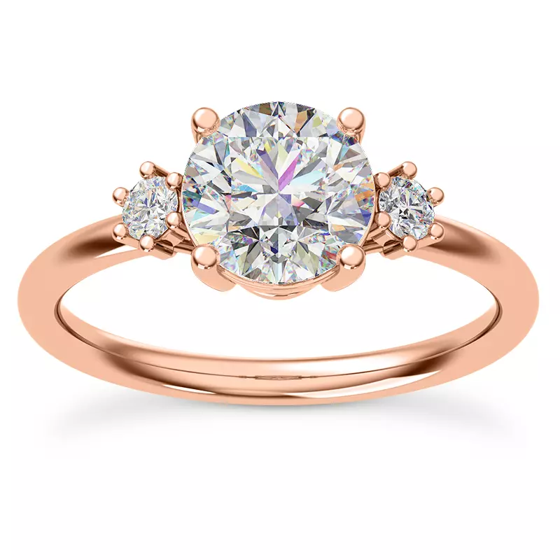 14K Rose Gold Marni Petite Three-Stone Engagement Ring