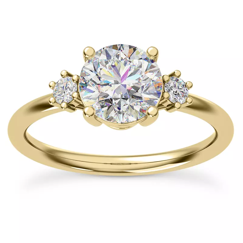 14K Yellow Gold Marni Petite Three-Stone Engagement Ring