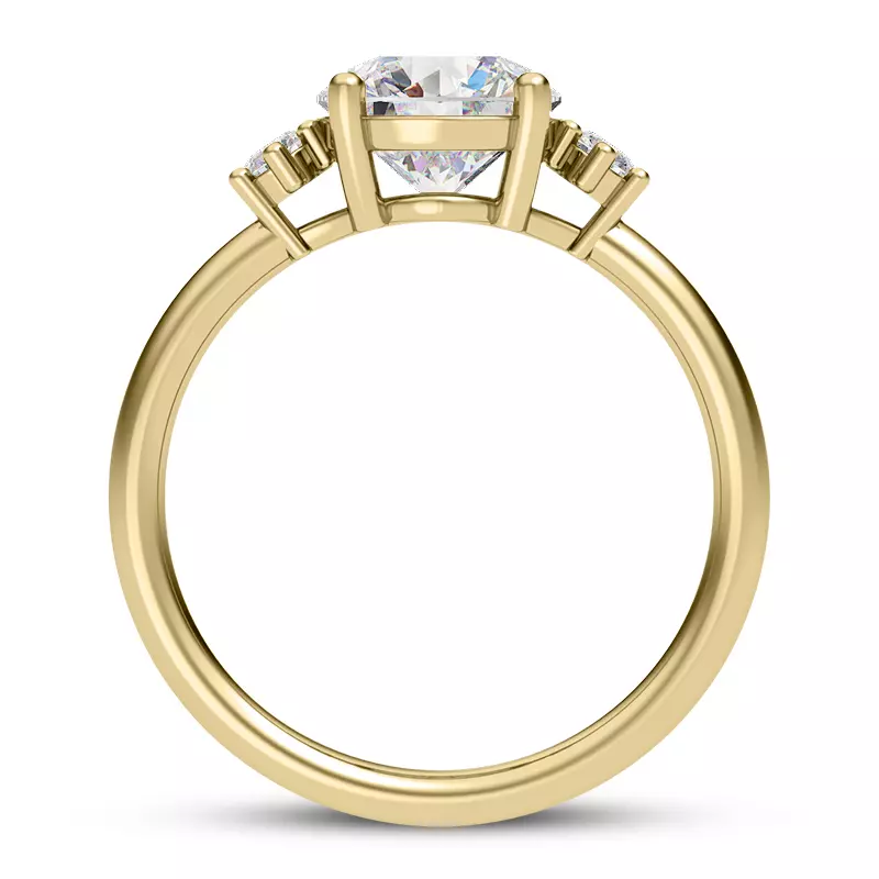 14K Yellow Gold Marni Petite Three-Stone Engagement Ring