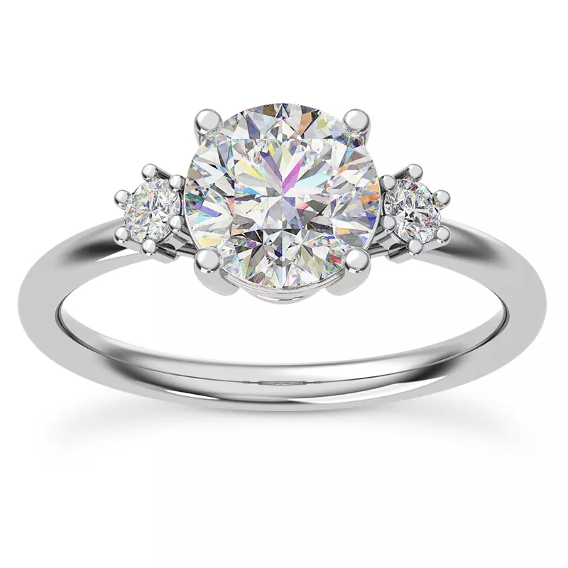 18K White Gold Marni Petite Three-Stone Engagement Ring