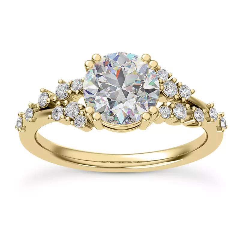 14K Yellow Gold Symphony Scattered Engagement ring