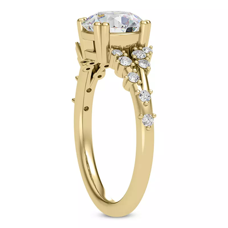 14K Yellow Gold Symphony Scattered Engagement ring