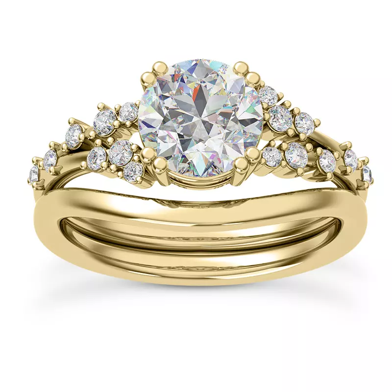 14K Yellow Gold Symphony Scattered Engagement ring