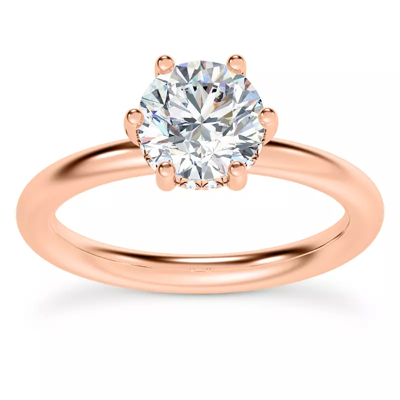 14K Rose Gold Colore Diamond Hidden Engagement Ring
