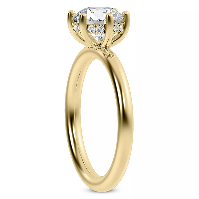 14K Yellow Gold Colore Diamond Hidden Engagement Ring
