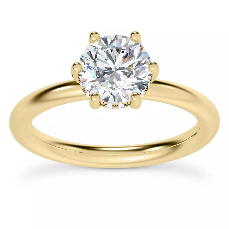 14K Yellow Gold Colore Diamond Hidden Engagement Ring