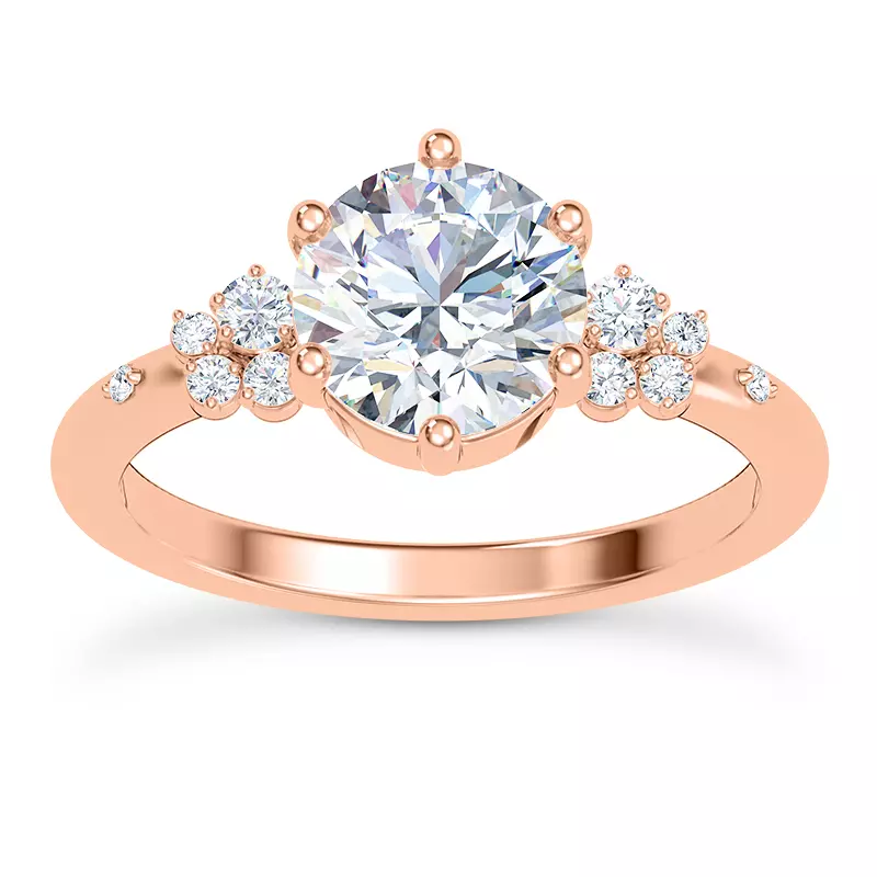 14K Rose Gold Bernice Cluster Engagement Ring