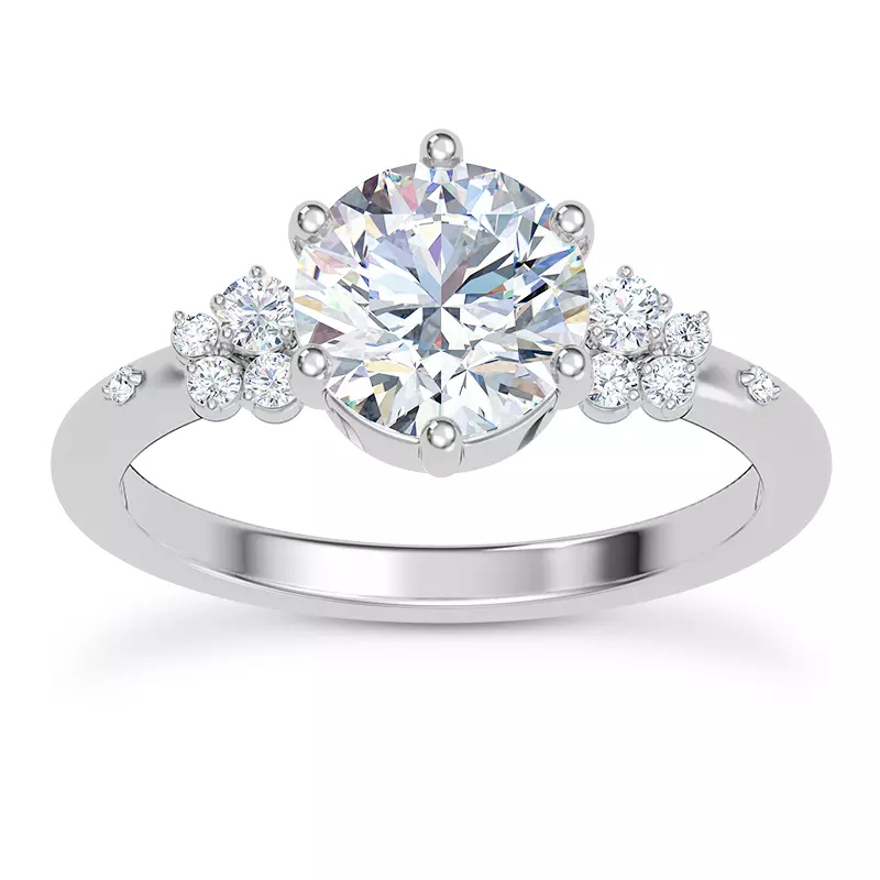 14K White Gold Bernice Cluster Engagement Ring