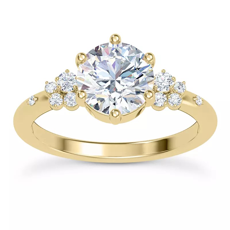 14K Yellow Gold Bernice Cluster Engagement Ring