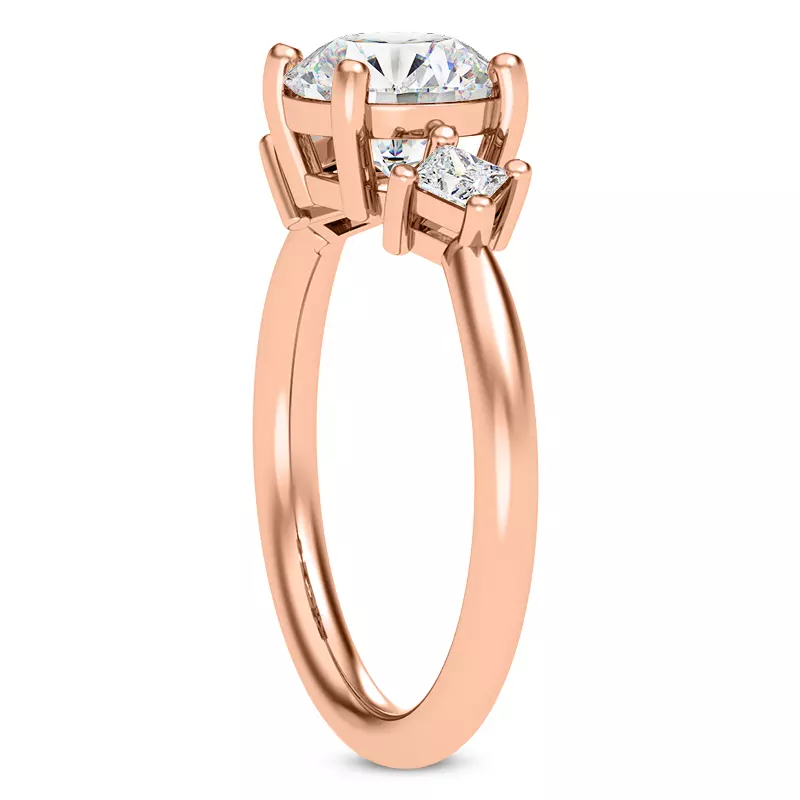 14K Rose Gold Princesa Three-Stone Engagement Ring