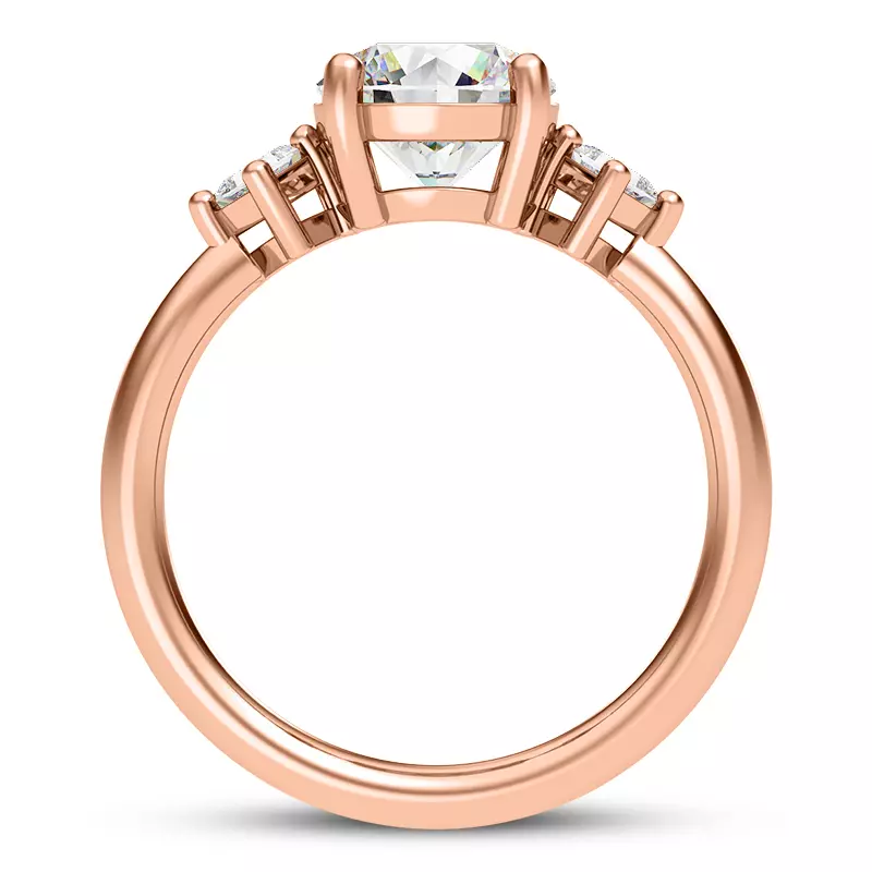 14K Rose Gold Princesa Three-Stone Engagement Ring