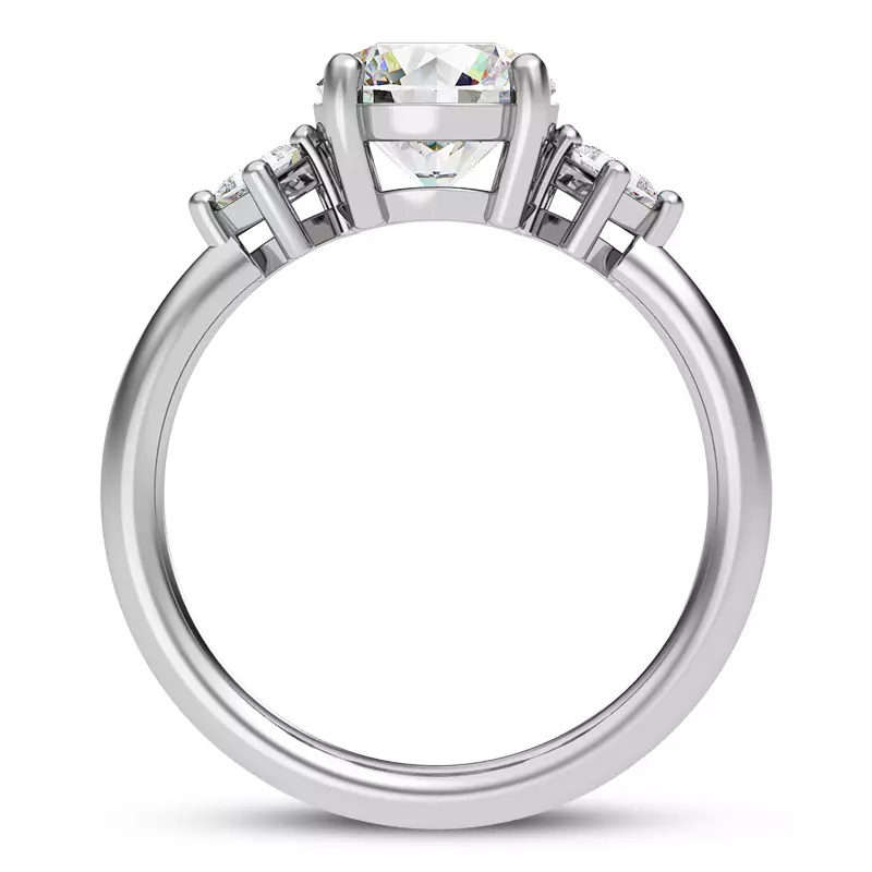 14K White Gold Princesa Three-Stone Engagement Ring