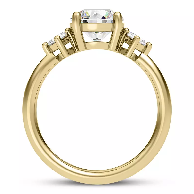 14K Yellow Gold Princesa Three-Stone Engagement Ring