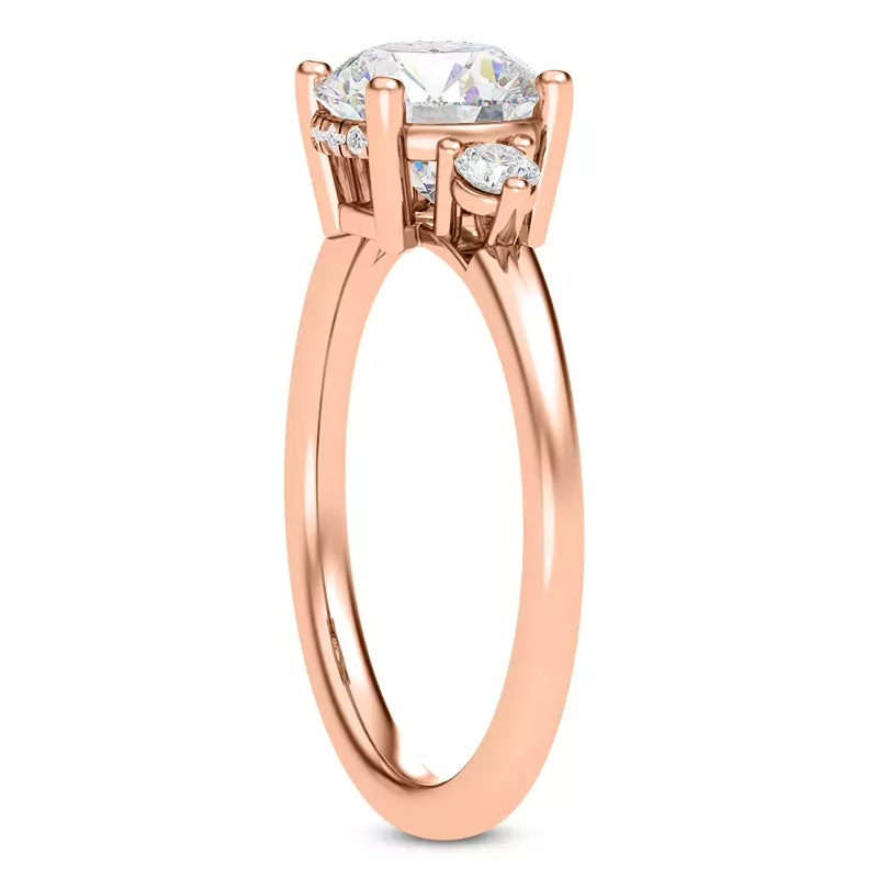 14K Rose Gold Stacy Petite Three-Stone Hidden Halo Engagement Ring