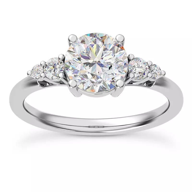 14K White Gold Rhea Duo Graduated Side-Stone Engagement Ring