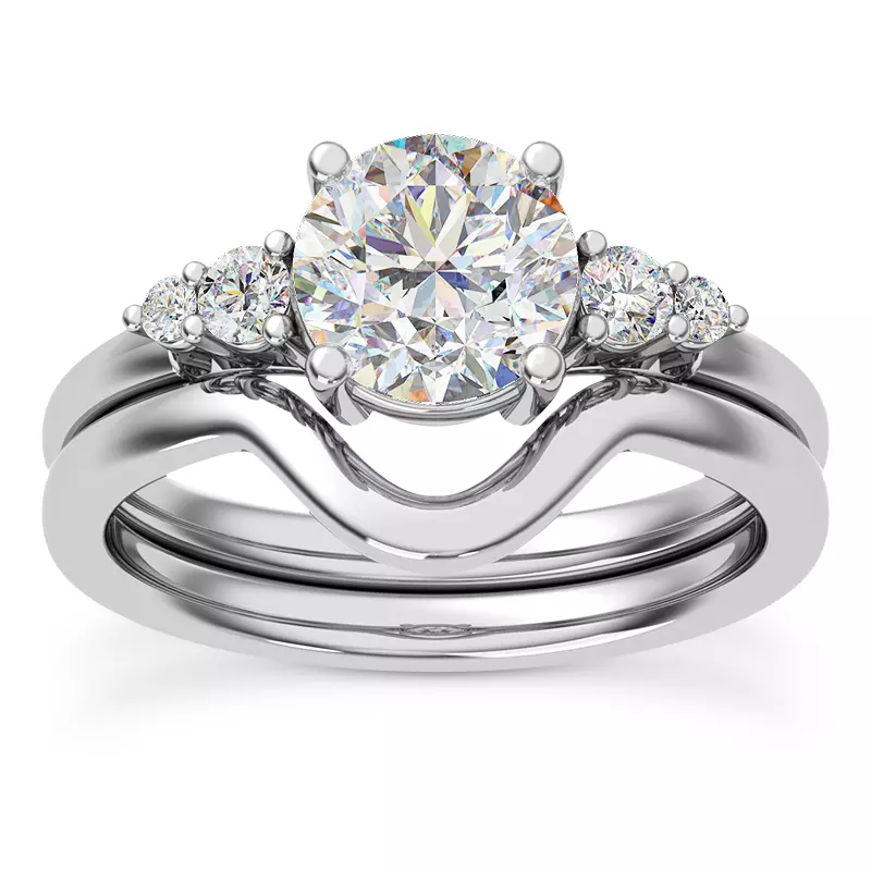14K White Gold Rhea Duo Graduated Side-Stone Engagement Ring