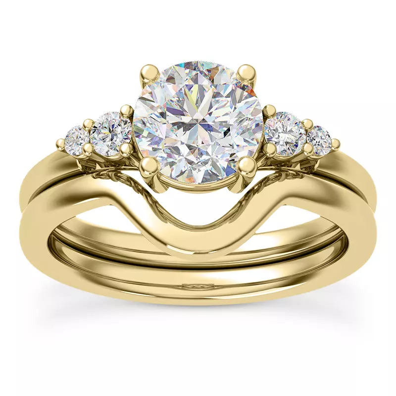 14K Yellow Gold Rhea Duo Graduated Side-Stone Engagement Ring