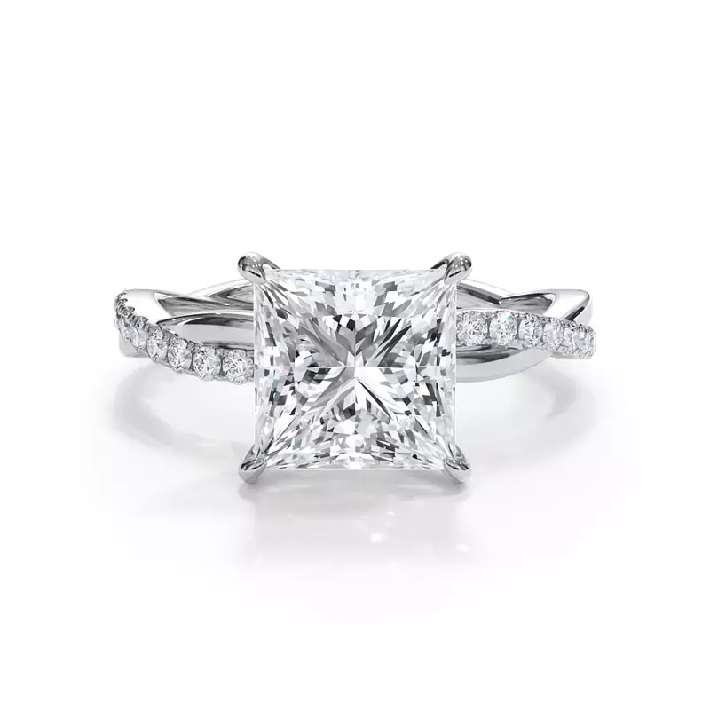 14K White Gold Bellora Pavé Twist Engagement Ring